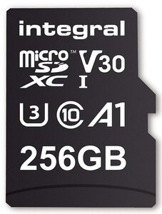 256GB microSDXC card, V30, 100MB/sR / 70MB/sW