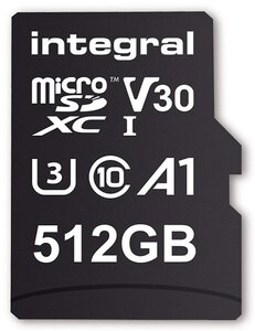 512GB microSDXC card, V30, 100MB/sR / 80MB/sW